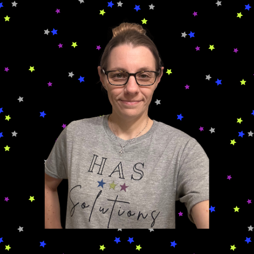 Heather in company shirt | HAS Solutions | stars